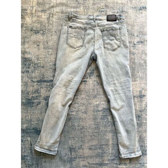 Serenede Light Wash Vanilla Sky Patched Denim Men's Skinny Jeans 42 x 32 - Picture 3 of 8